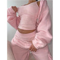 Custom Y2K Jogger Sweatpants and Hoodie Set Zip up Winter Cotton Blank 3 Piece Sport Hoodies Cargo Fleece Tracksuit for Women