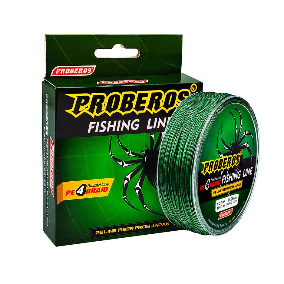 100M Long 4 Strands Braided Fishing Line 4 Weaves Braid PE Line Multifilament Fishing Line 6LB-100LB