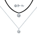 925 Sterling Silver Choker Set Cubic Zircon Stud Earrings Jewelry Set