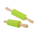 Silicone Rolling Pin Colorful Wooden Handle Non-Stick Dough Rollers for Pastry Baking