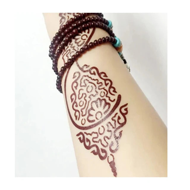 Stock Ready to Ship Waterproof Ink Arabic Woman Style Body Art Henna Tattoo Stickers Temporary 15x21cm 3-7 Days CE Certified