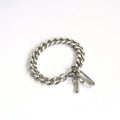 Men's Unique Stainless Steel 8mm Cuban Chain Bracelet with Cross and Rectangular Piece Stylish Trendy Gift Idea
