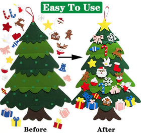 Eco-friendly Felt Christmas Tree for Kids Handmade Home Wall Hanging Decorations 71x110cm Customized Logo