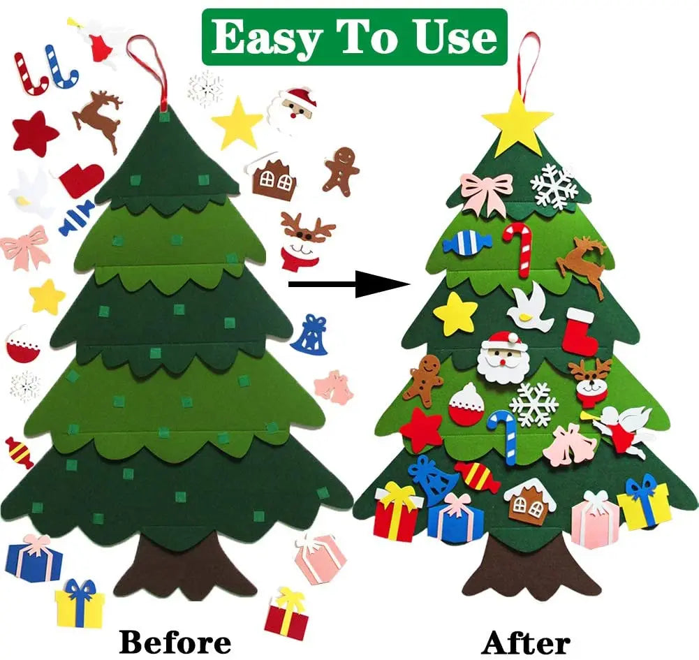Eco-friendly Felt Christmas Tree for Kids Handmade Home Wall Hanging Decorations 71x110cm Customized Logo