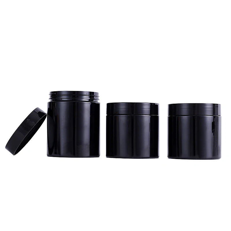 1 oz 2 oz 4 oz 6 oz 8 oz 10 oz 12 oz 16 oz 32 oz clear Amber White Black Double Wall Flat Pet Plastic Jar with Aluminium Lid