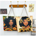 Bart Painted Handmade Bag Cartoon Linen Canvas Bag Large Capacity Black Beautiful Woman New Tote Bag
