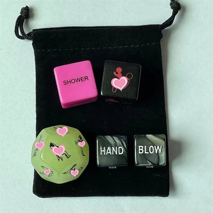 5 PCS Adult Love Game Party Entertainment Wholesale Sex Toy Dice With Velvet Pouch