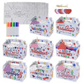 16PCS Kraft Paper Valentine's Day Gift Bags 9 Pcs Watercolor Pens Recycled Materials Hand Length Handle for Classroom Party MegaBDM