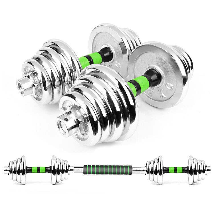 Electroplate Gym Free Weights Fitness 20kg Dumbbell Set Adjustable Convertible 50kg Barbell Dumbbell Set Custom Wholesale Custo