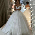 13827# Luxury Ball Gown Cap Sleeve Wedding Dress 2022 Shiny Off Shoulder V-Neck Women Bridal Gowns Backless Lace-Up Sweep Train