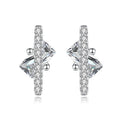 Fine fashion 925 sterling silver square shape baguette ice out CZ diamond stud earrings for women girls