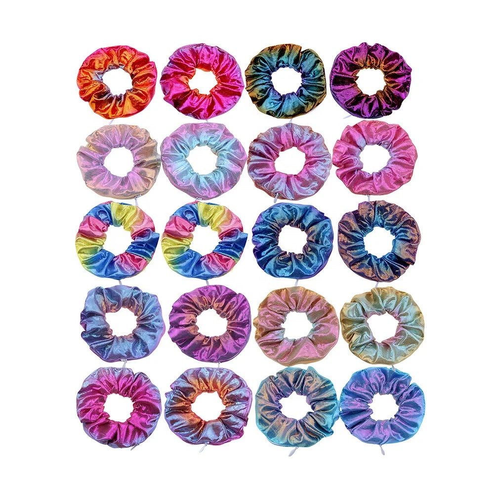 Wholesale Dropship Creative Elastic Hair Ties Band Hidden Pocket Zipper Mermaid Laser Lavender Zip Scrunchies With Zipper Pocket