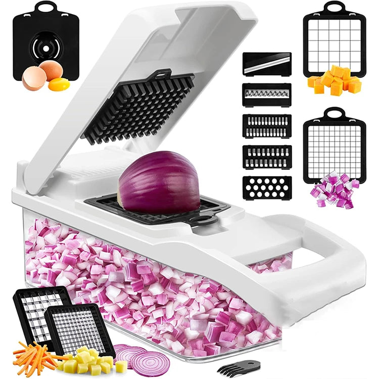 Hot Selling Black Multi 15 in 1 Multifunctional Fruit Vegetable Cutter Onion Dicer Veggie Slicer Vegetable Chopper for Kitchen
