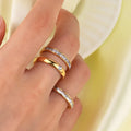 Minos Stainless Steel CZ Rings Tarnish Free Jewelry 18K Gold Plated Clear Zircon Ring Diamond Ring for Women