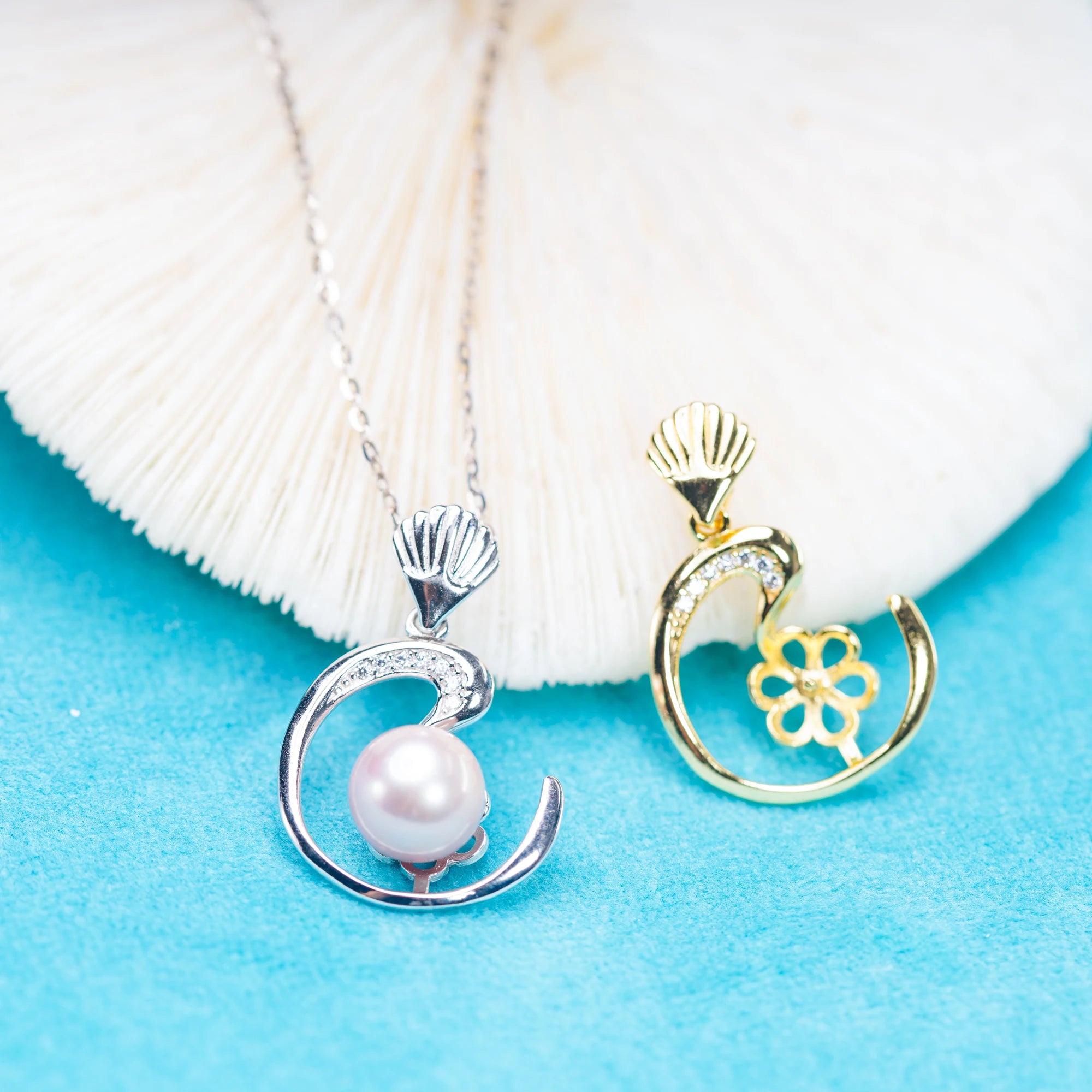 P011065 DIY 6-8mm Natural Freshwater Pearl Pendant Accessory 925 Sterling Silver Engagement Jewelry Necklace for Women