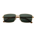 Vintage Gold Narrow Green Lens Pure Titanium Big Frames Rectangular Sunglasses