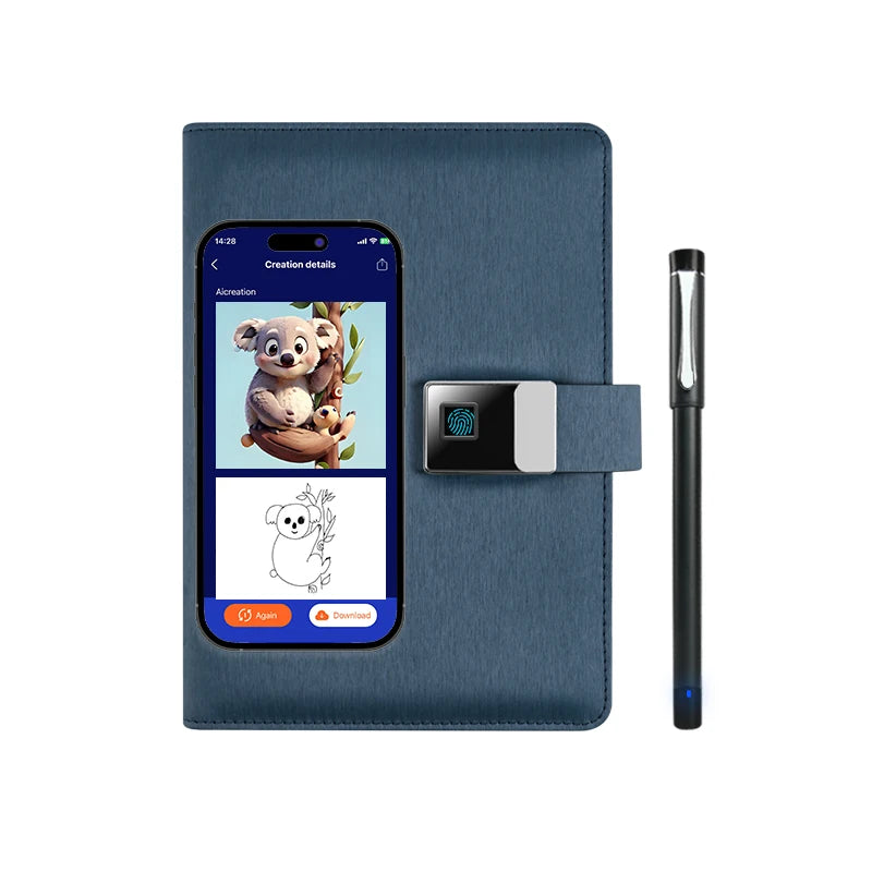 Factory Price Business Recording Playback Wireless Connection Sync Pen Set A5 Notebook Leather Notebook With App and Lock