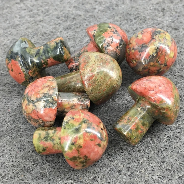 Agate Aura Rose Mini Mushrooms Shaped Crystals Unakite Mushroom Ornaments Garden Decor Fish Tank Flower Pot Decorations Stone