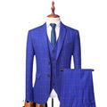 M-4XL Suit Set Men's Three Piece Set Groom Wedding Dress British Vintage Plaid Casual Suit
