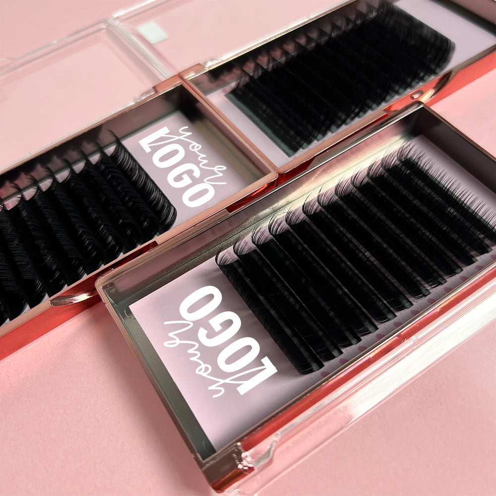 Cc d Curl Soft Russian Volume Individual Eyelash Extensions Customizable Private Label Logo Trays