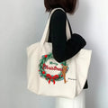 Canvas Cotton Tote Bag with Handle Student Shoulder Bag Featuring Custom Printed Logo for Travel & Outdoor Use
