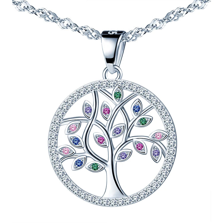 Drop Shipping Gift for Mom 925 Sterling Silver Tree of Life Pendant Necklace for Women MegaBDM