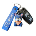 Manufacturer French Fighting Dog Cartoon Silicone Car Key Pendant Keychain Animal Pvc