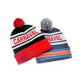Manufacture Slouch Knitted Stripped Sports Pom Pom Footy AFL Custom Knit Bobble Winter Beanie Hat With logo