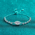 925 Sterling Silver Bracelet Blue Marquise Moissanite Stretch Fine Chain for Parties and Weddings