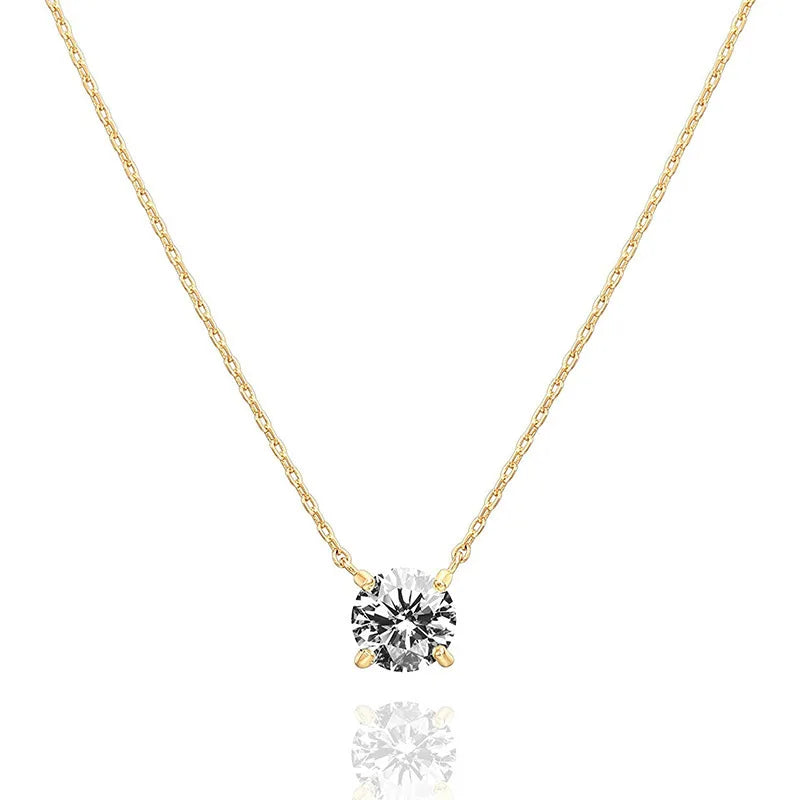 SC New Trend 18K Gold Plated  CZ Dainty Choker Necklace Diamond Zircon Necklaces Crystal Solitaire Necklace for Women