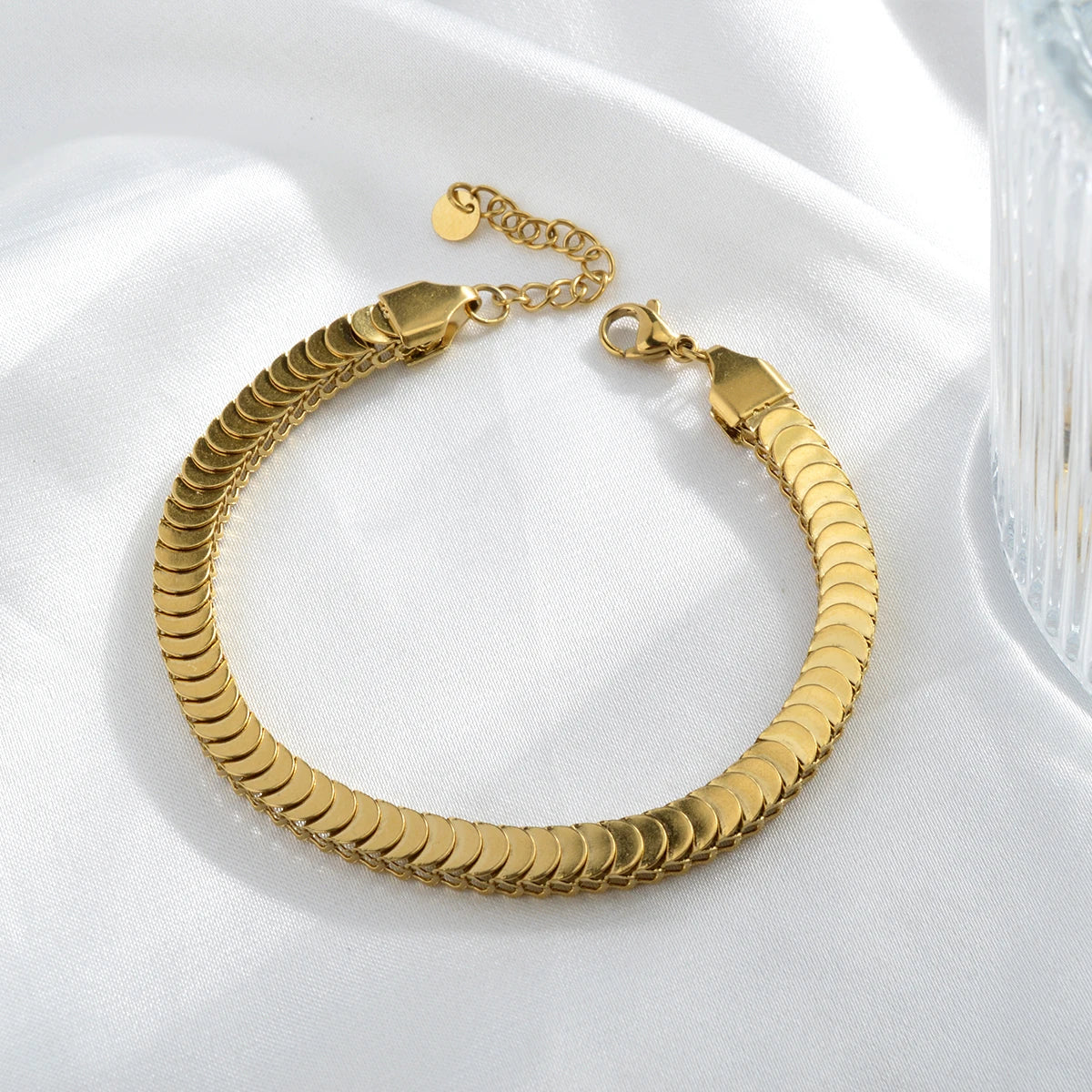 Fashion Female Personality Hip Hop Style 18k Gold Plated Stainless Steel Snake Chain Bracelet
