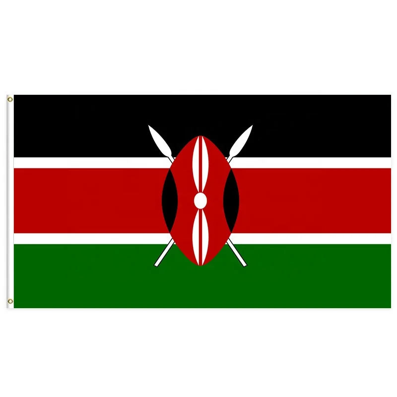 3x5Ft Kenya Flag Polyester With Two Brass Grommets Single Layer Hanging Outdoor and Indoor Deco /48 Hours Complete the Sample