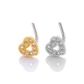 HENGSEN Stainless Steel Zircon 18K Gold Plated Small Hollow Heart Nose Stud Jewelry for Women Gift 811-1-L