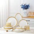 Nordic High-end Tableware Bowl Plates Sets White Gold Rim Ceramic Dinnerware Luxury Crockery Dinner Sets