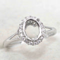 Sterling Silver 6*8mm Semi Mount Ring Empty Frame Blank Support Claw Setting S925 Base Holder Without Center Stone DIY for Inlay