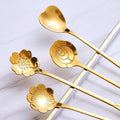 Long Handle Stainless Steel Rose Cherry Spoon Titanium-Plated Gold Short Handle Dessert Spoon Business Gifts High Quality Home