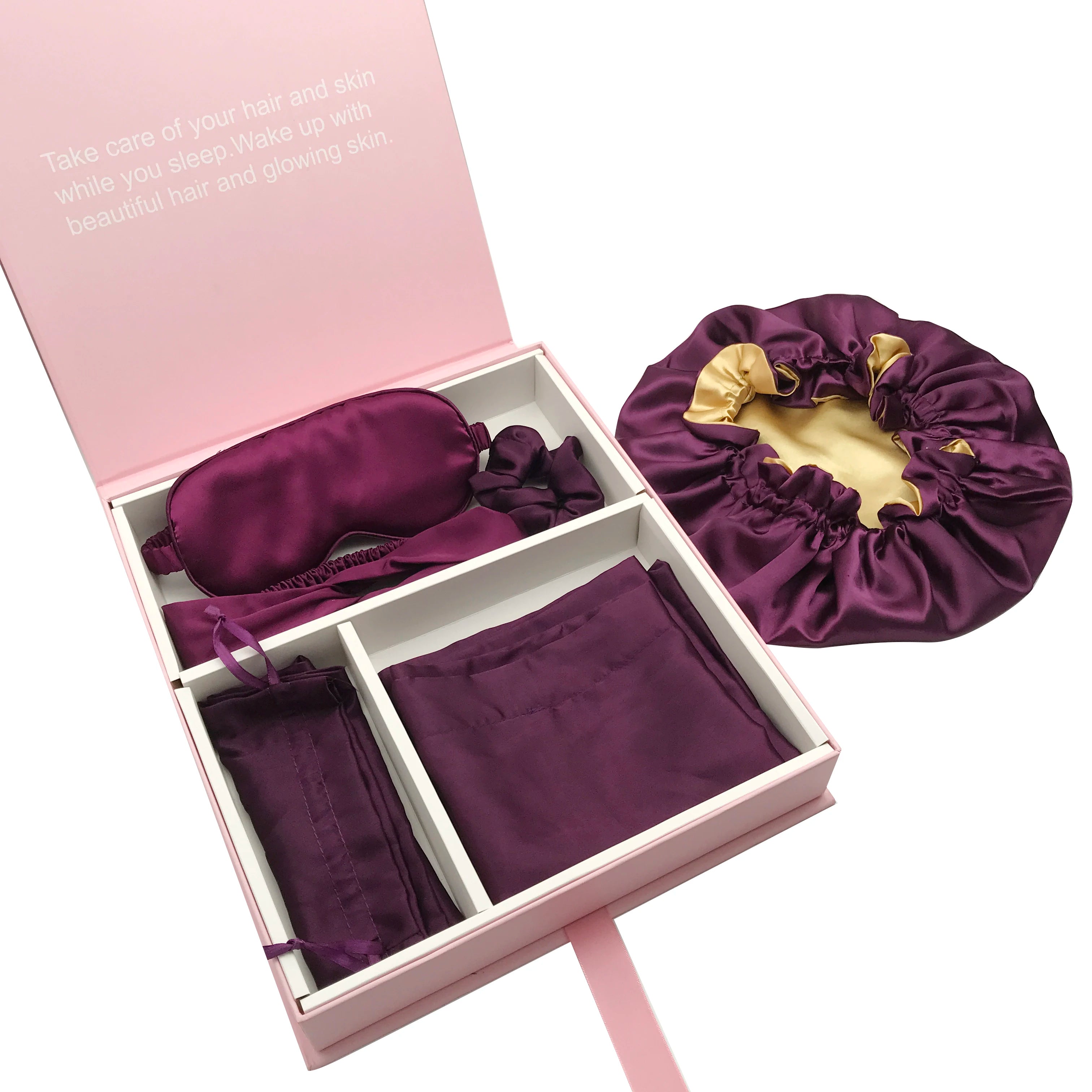 Best Selling Custom Bonnets Satin Bonnet Double Layer Silk Pillow case and Bonnet Sets