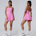 Wholesale Outdoor Breathable Sports Women's Yoga Fitness Tennis Skirt Beautiful Back Sports Dress With Shorts