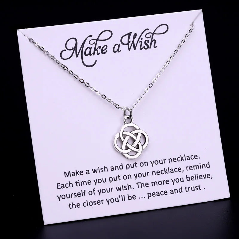 Irish St. Patrick's Day Gift Claddagh Ring Interlocking Rings Charm Celtic Knot Lucky Clover Shamrock Pendant Jewelry Necklaces