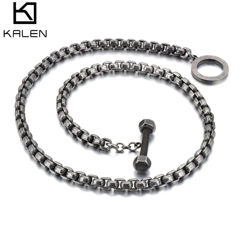KALEN Dumbbell Pendant Stainless Steel Fitness Sports Necklace