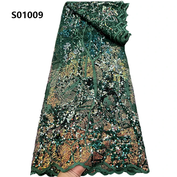 CHOCOO New Arrived African Embroidery Lace Fabric Manufacturer Suppliers Sequins French Tulle Lace Fabric