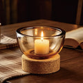Wholesale Luxury Empty Candle Container Glass Candle Jars with Metal Lid Amber Glass Candle Holder with Base for Home Decoration