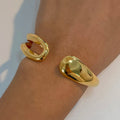 J&D Open Cuff Bracelet 18k Gold Plated Stainless Steel Smooth Hollow Design Trendy Minimalist Jewelry Style
