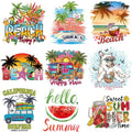 For Eco-friendly Durable Heat Transfer Press Stickers Washable Vinyl Summer Cartoon Series DIY T-Shirt Printing Low MOQ Ready