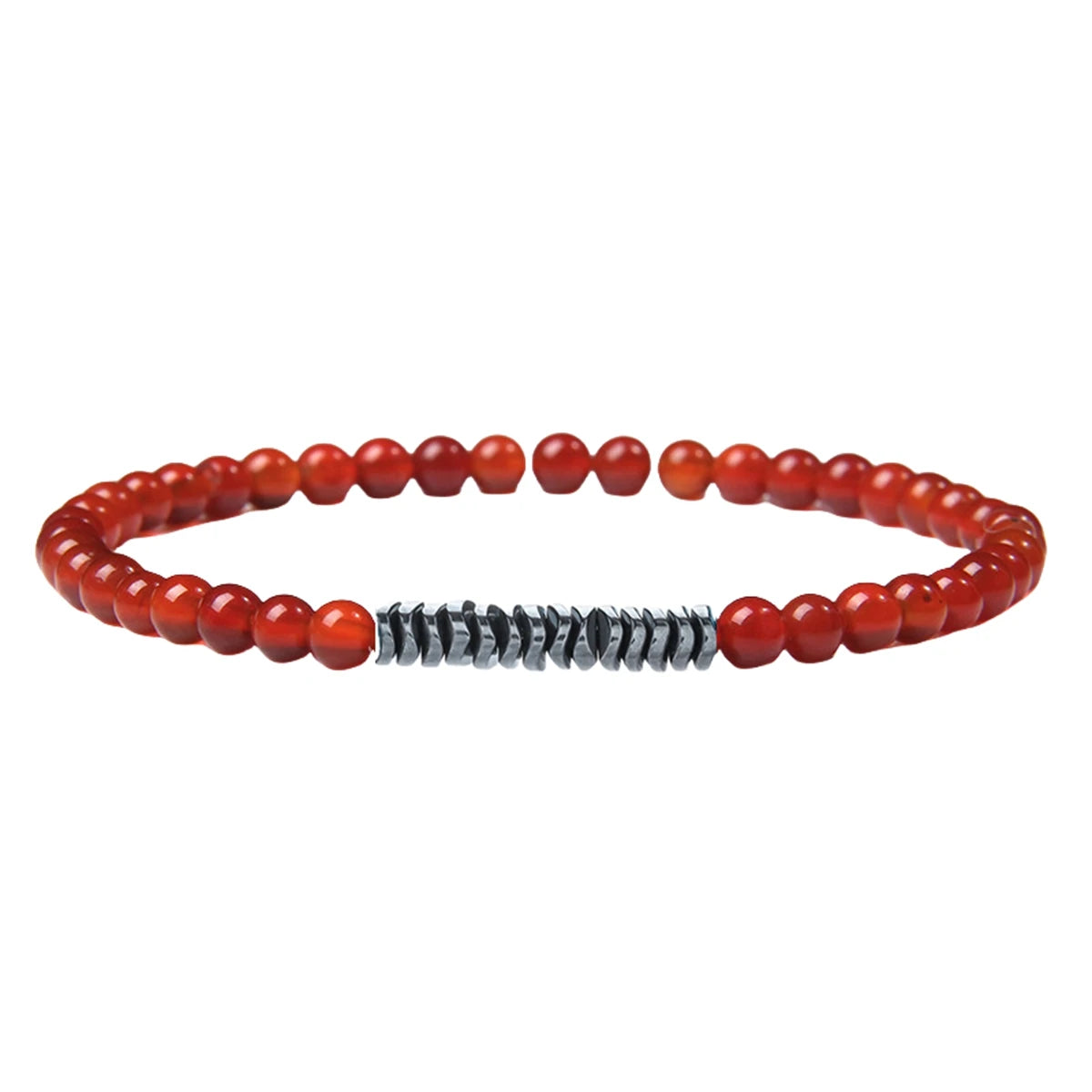 Simple Fashion Elastic Carnelian 4MM Round and Disk Stone Bead Bracelet Crystal Stone Bracelet Suitable for Men and Women