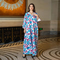 Luxury Abaya 2023 Maxi Jalabiya Turkey  Muslim Printing Floral  Dress Long  Sleeve Abaya