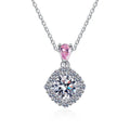 S925 Sterling Silver Premium Moissanite Pendant Necklace Classic Style Engagement Gift With Silver Plating Pillow Shape