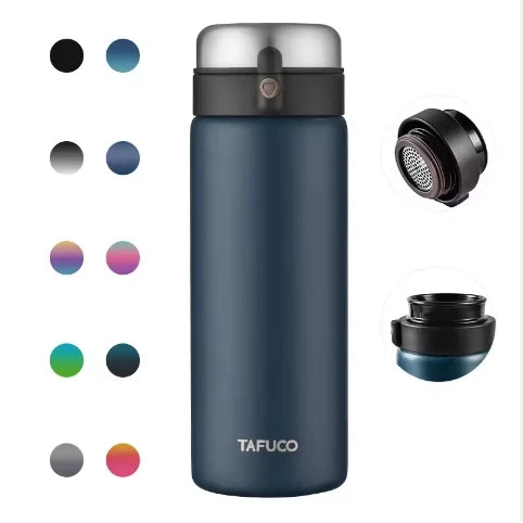Tafuco 400ml  Stainless Steel Vacuum Straight Tumbler Tea Infuser Thermal Bottle With Strainer