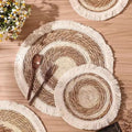 Wholesale Custom Natural Woven JUTE Placemats Heat Resistant Non-Slip Round Straw Placemats for Table Mats
