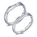 Silver 925 Open Ring Resizable Romantic Wedding Ring for Couples for Engagement Party Anniversary